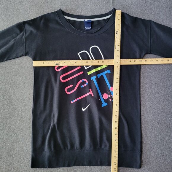 Vintage Nike M Just Do It Neon Graphic Black Rally Crewneck Sweatshirt 804 - Picture 6 of 8